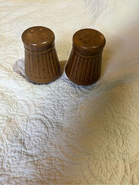Brown Ceramic Salt and Pepper Shakers - Rustic Kitchen Set